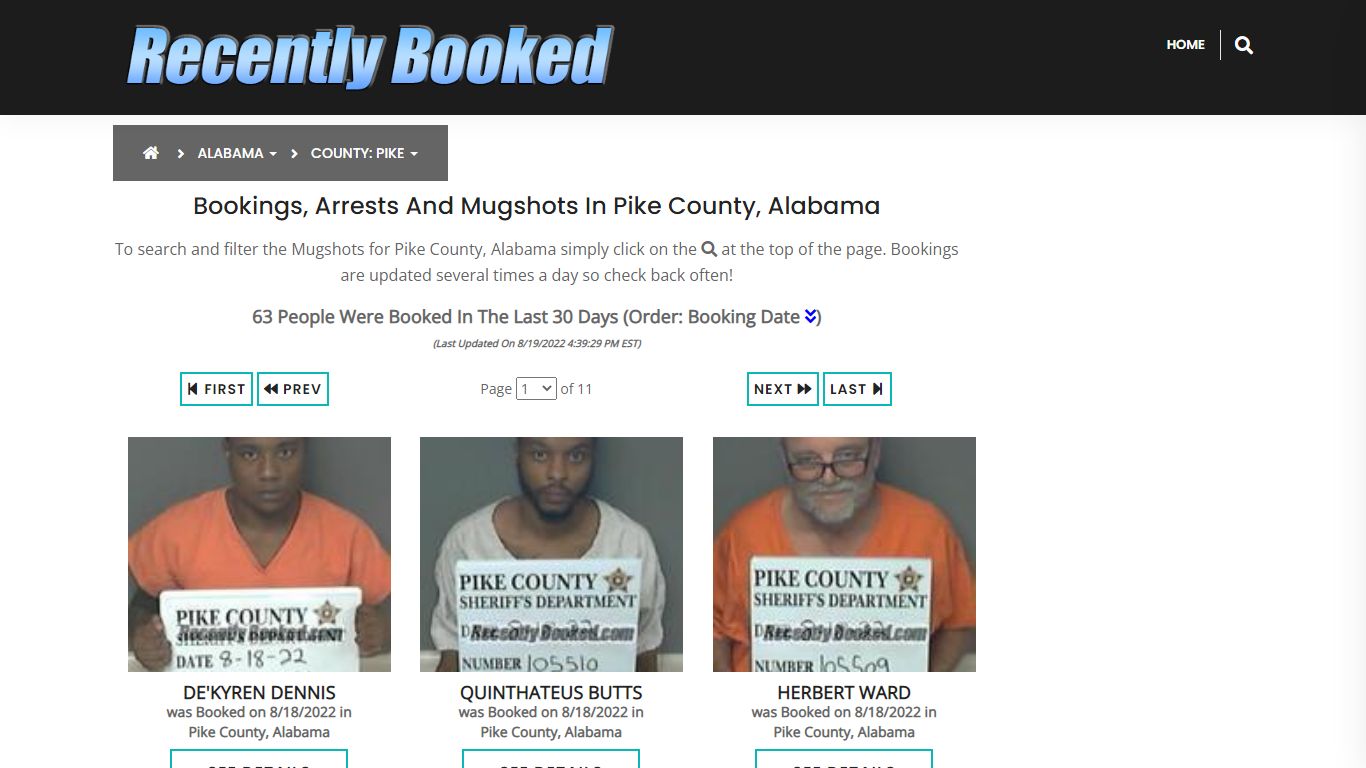 Recent bookings, Arrests, Mugshots in Pike County, Alabama