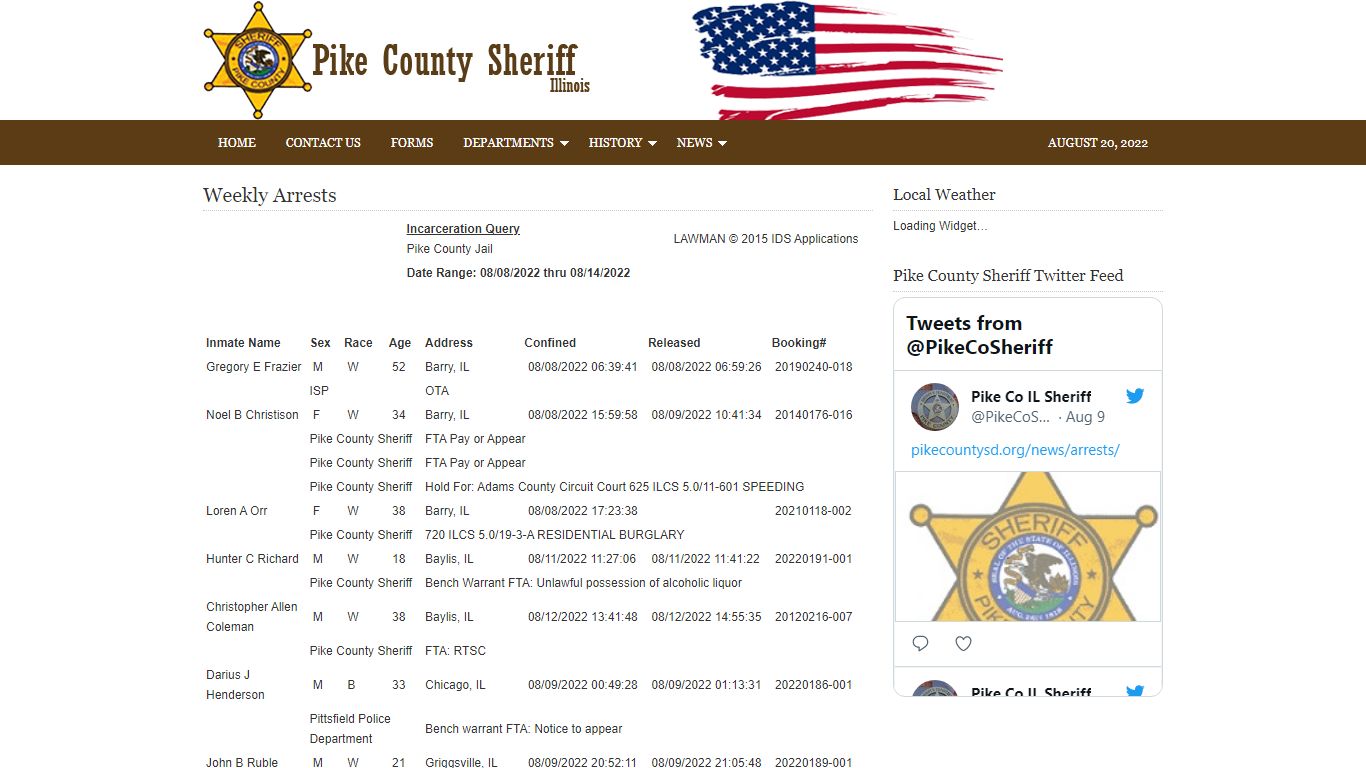 Weekly Arrests - Pike County Sheriff's Department